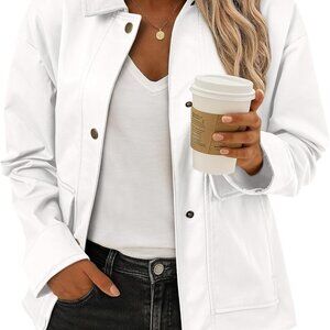 Jackets for Women Fall Fashion 2025 Lightweight Coat Button Down Cropped Shacket